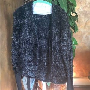 BCBG Maxazria Black Sparkly Sweater with Waist tie